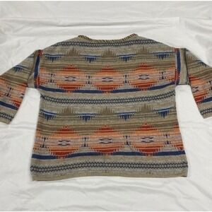 Chaps Ralph Lauren womens Large Southwestern Geometric Knit Sweater 3/4 sleeves